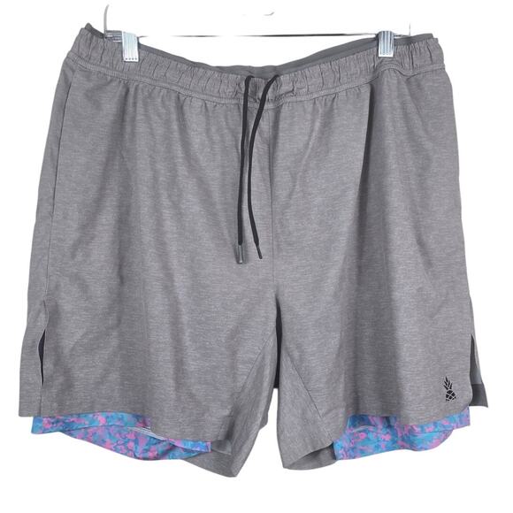 Chubbies Heathered Gray Blue Pink Design Men's Summer Shorts Swim Trunks 2XL - Picture 1 of 6